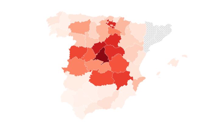 Tasas de muertes de COVID-19 por cada 100.000 habitantes por provincias