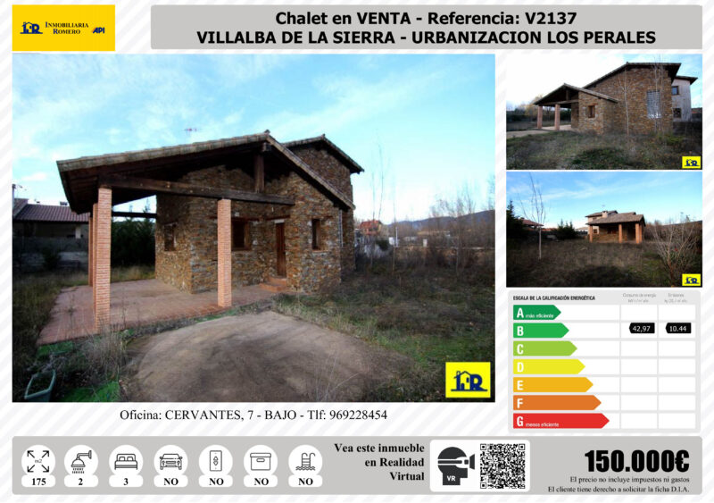 SE VENDE PRECIOSO CHALET EN VILLALBA DE LA SIERRA.