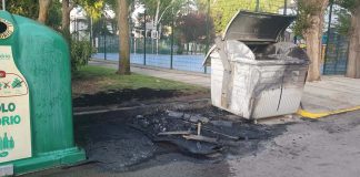Contenedores quemados y daños en fuentes públicas y papeleras de Tarancón tras la victoria de España (FOTOS)