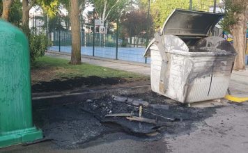 Contenedores quemados y daños en fuentes públicas y papeleras de Tarancón tras la victoria de España (FOTOS)