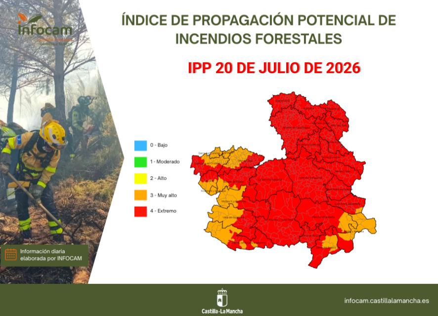 Riesgo extremo de incendio por sexto día consecutivo en toda la provincia de Cuenca
